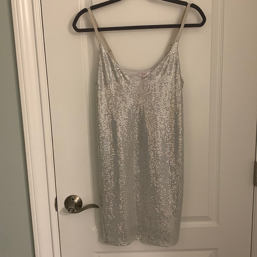 never worn candie’s sequined mini dress.